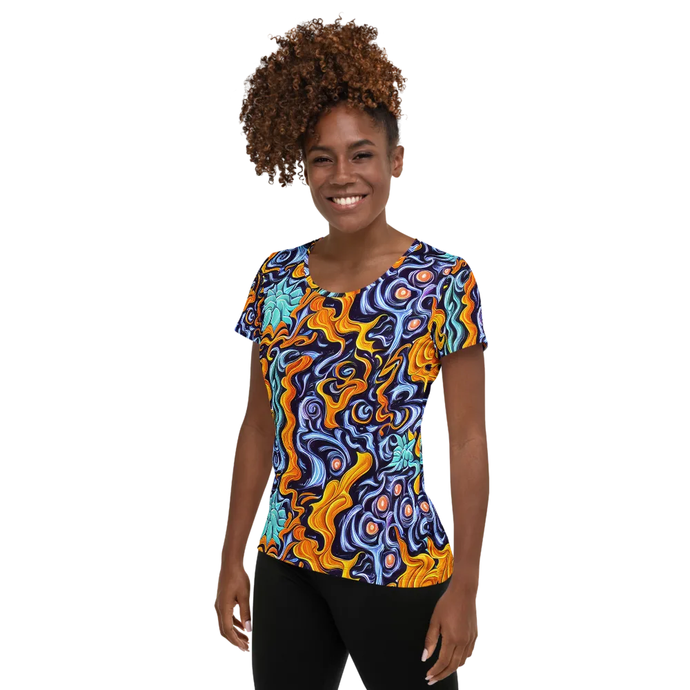Midnight Fireflow on Women's Athletic T-Shirt — Left