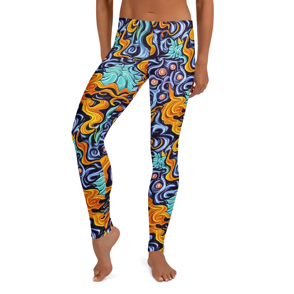 Midnight Fireflow on Leggings — Front