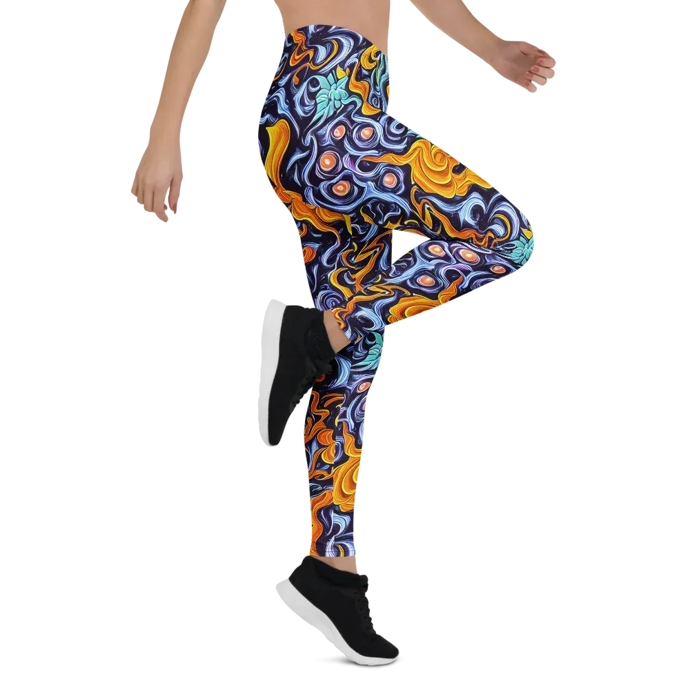 Midnight Fireflow on Leggings — Right