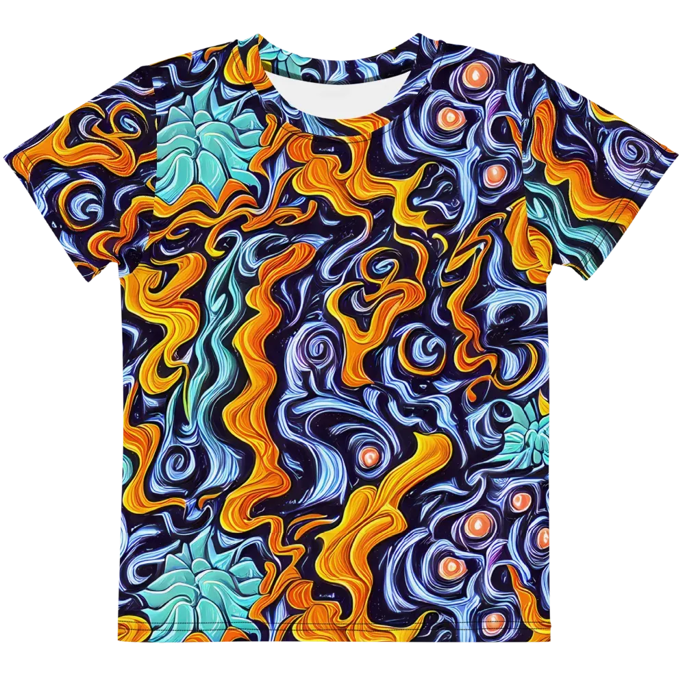 Midnight Fireflow on Kids Crew Neck T-Shirt — Front