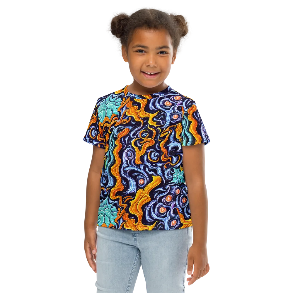 Midnight Fireflow on Kids Crew Neck T-Shirt — Front