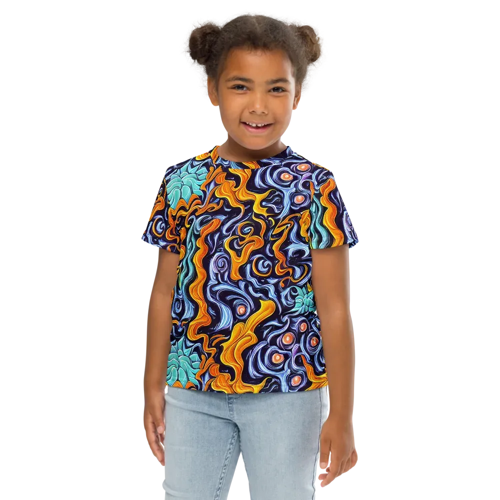 Midnight Fireflow on Kids Crew Neck T-Shirt — Front