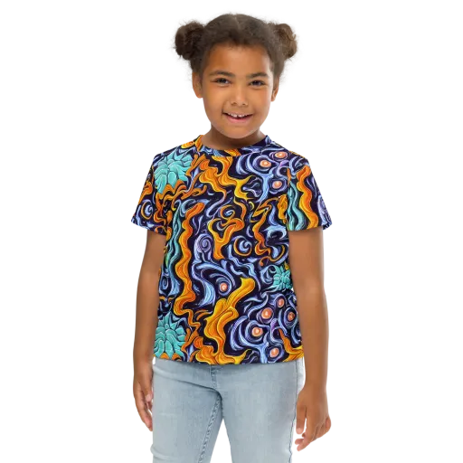 Midnight Fireflow on a Kids Crew Neck T-Shirt