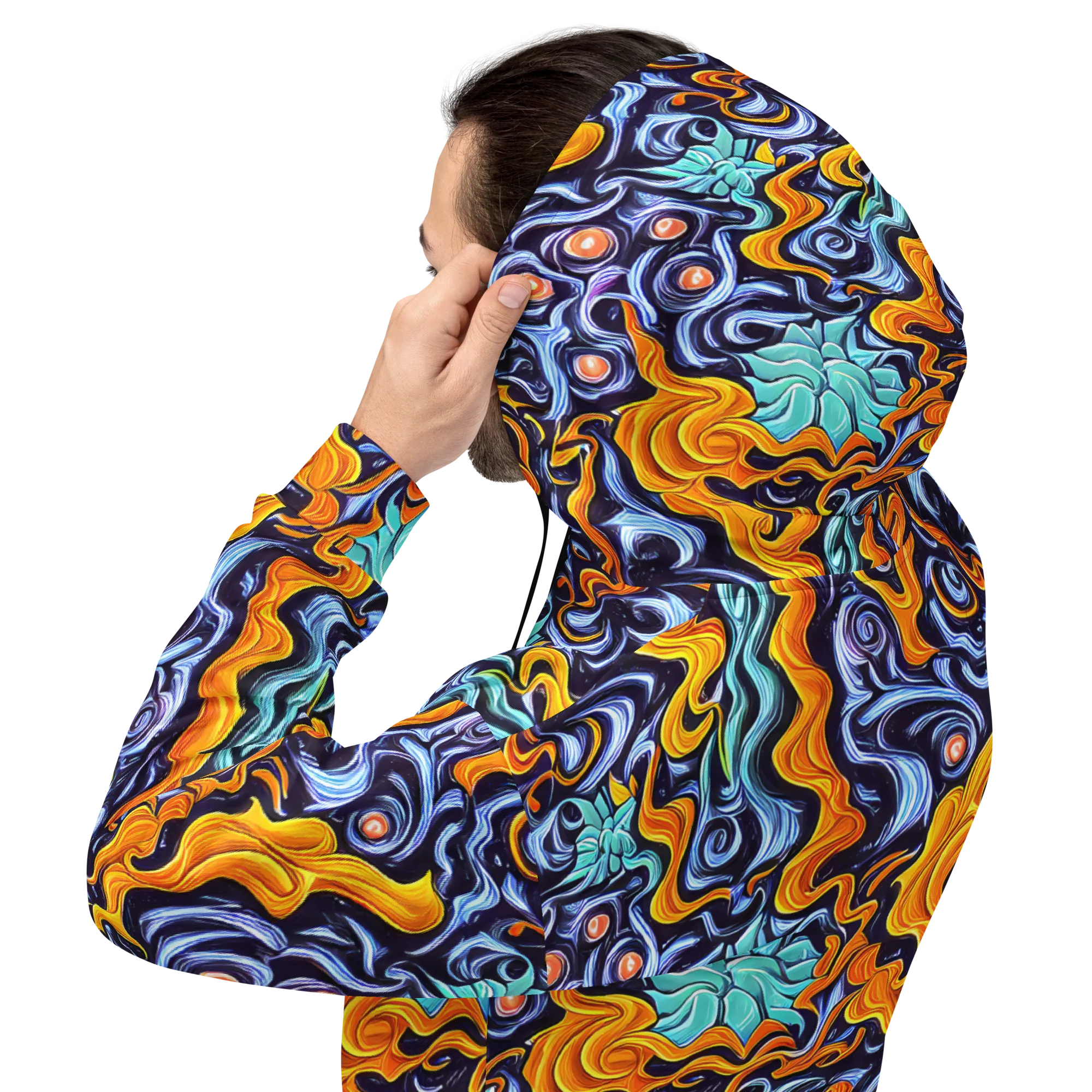 Midnight Fireflow on Hoodie — Back