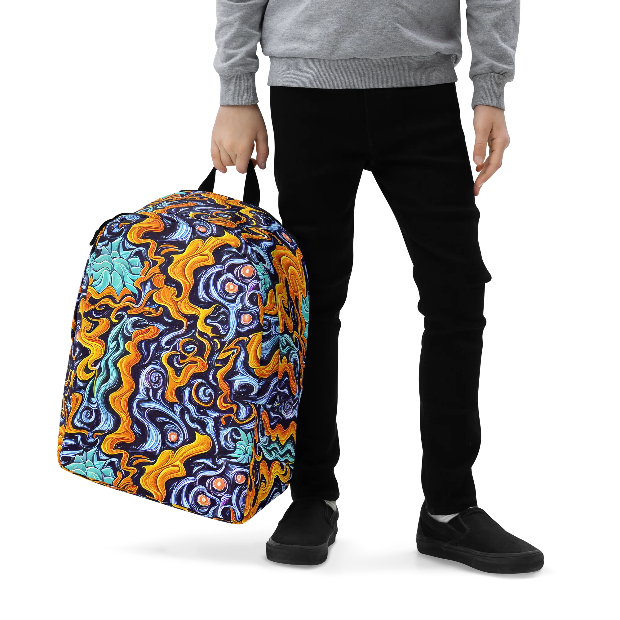 Midnight Fireflow on Minimalist Backpack — Zoomed-in