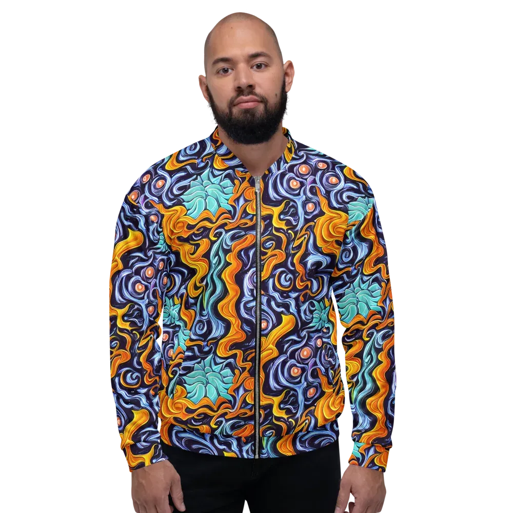 Midnight Fireflow on Bomber Jacket — Front