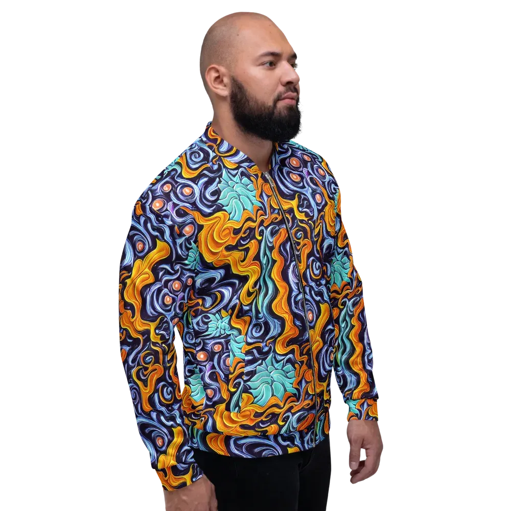 Midnight Fireflow on Bomber Jacket — Right