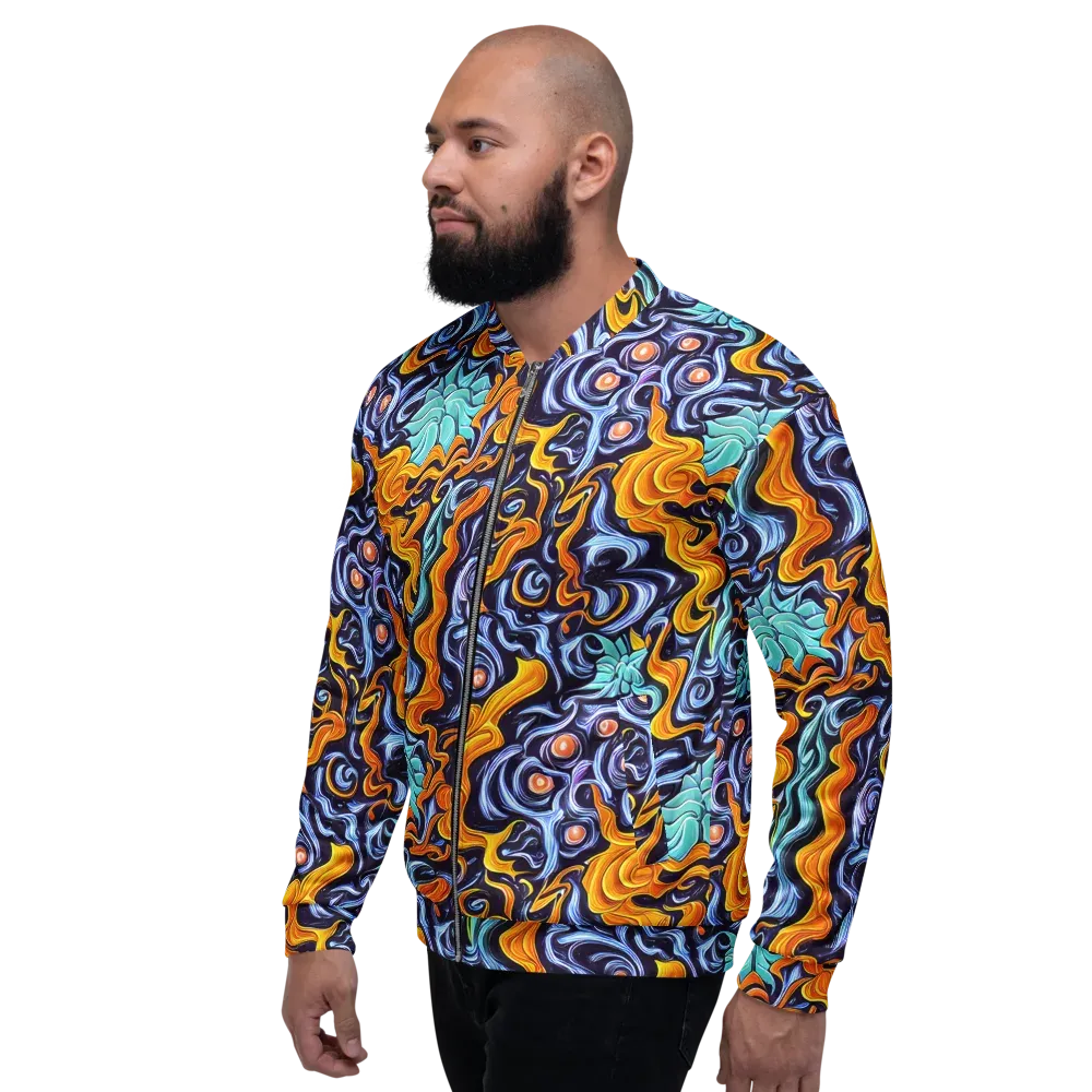 Midnight Fireflow on Bomber Jacket — Left