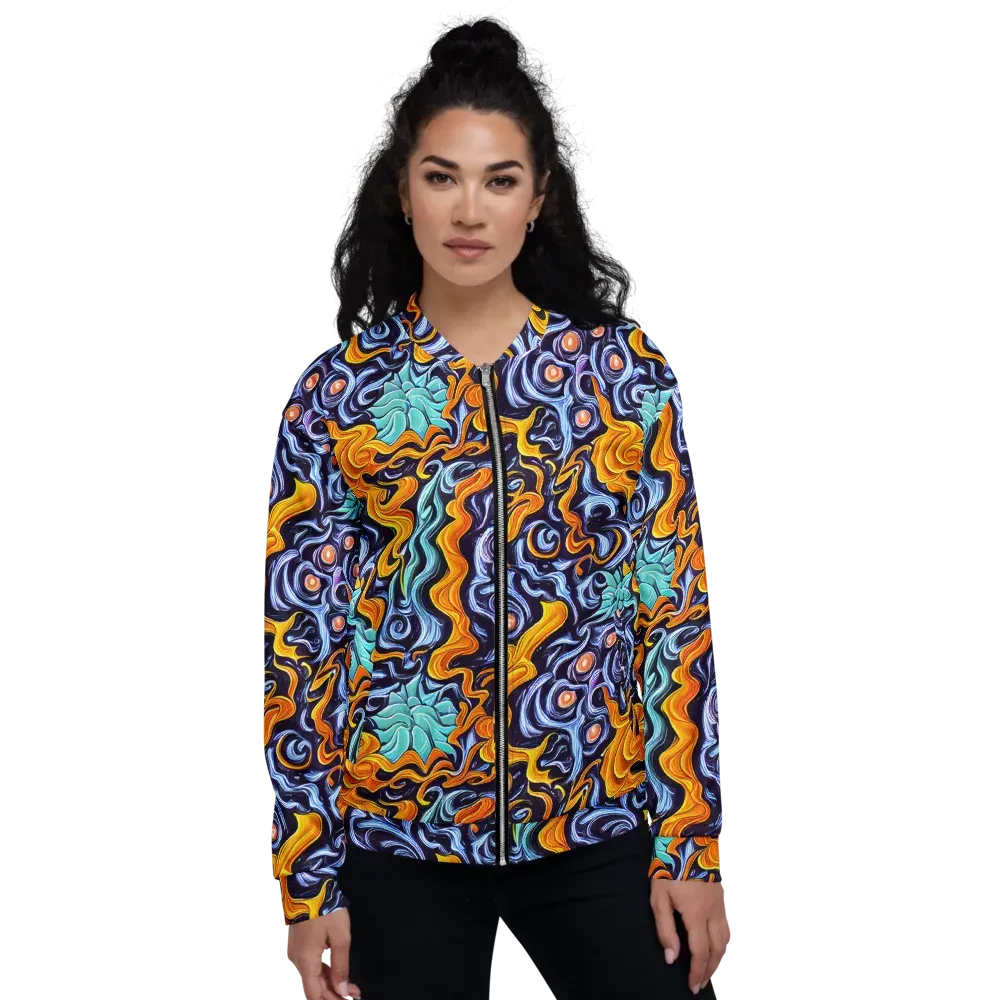 Midnight Fireflow on Bomber Jacket — Front