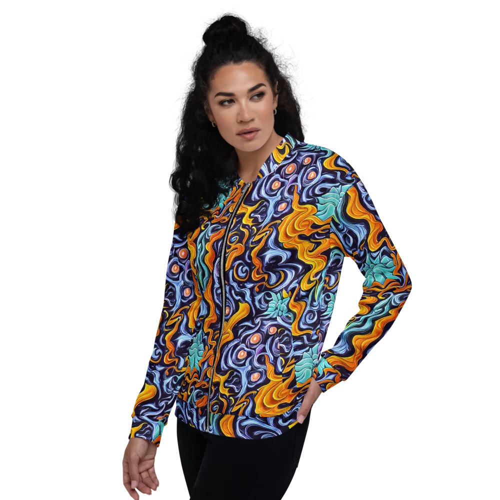 Midnight Fireflow on Bomber Jacket — Left