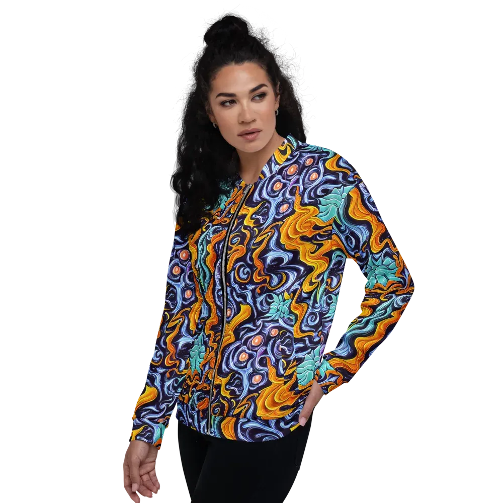 Midnight Fireflow on Bomber Jacket — Left