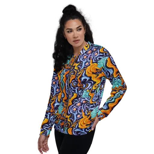 Midnight Fireflow on a Bomber Jacket