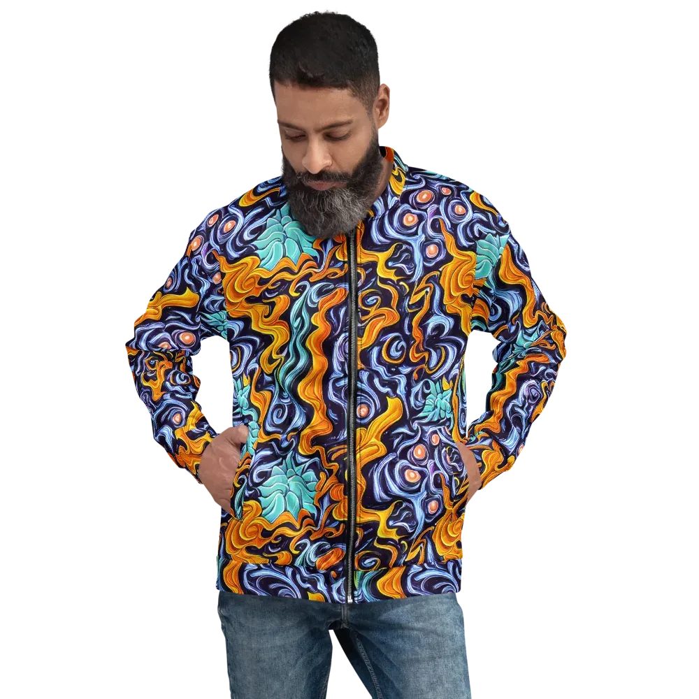 Midnight Fireflow on Bomber Jacket — Front