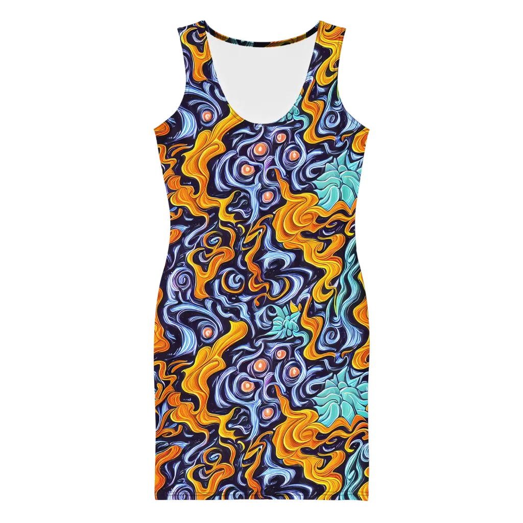 Midnight Fireflow on Bodycon Dress — Front