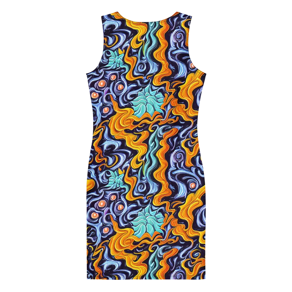 Midnight Fireflow on Bodycon Dress — Back