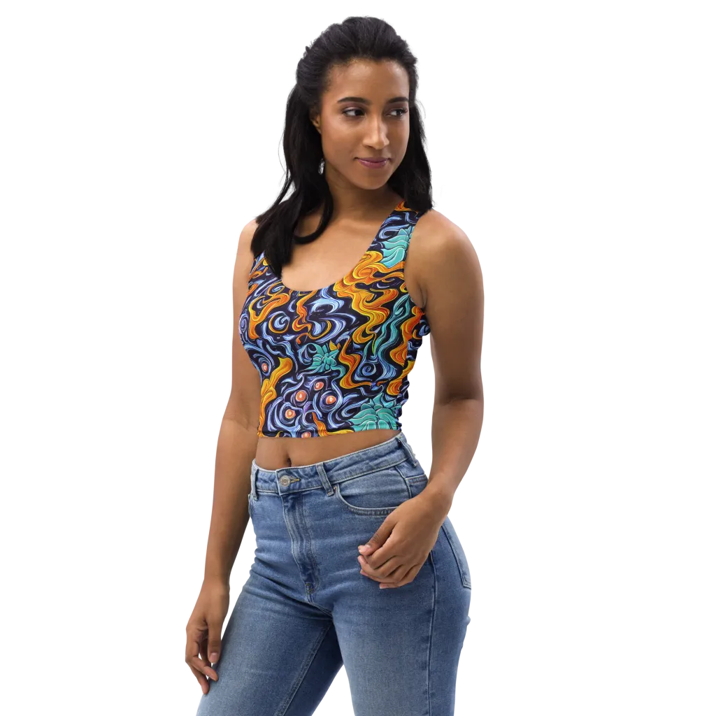 Midnight Fireflow on Crop Top — Left Front