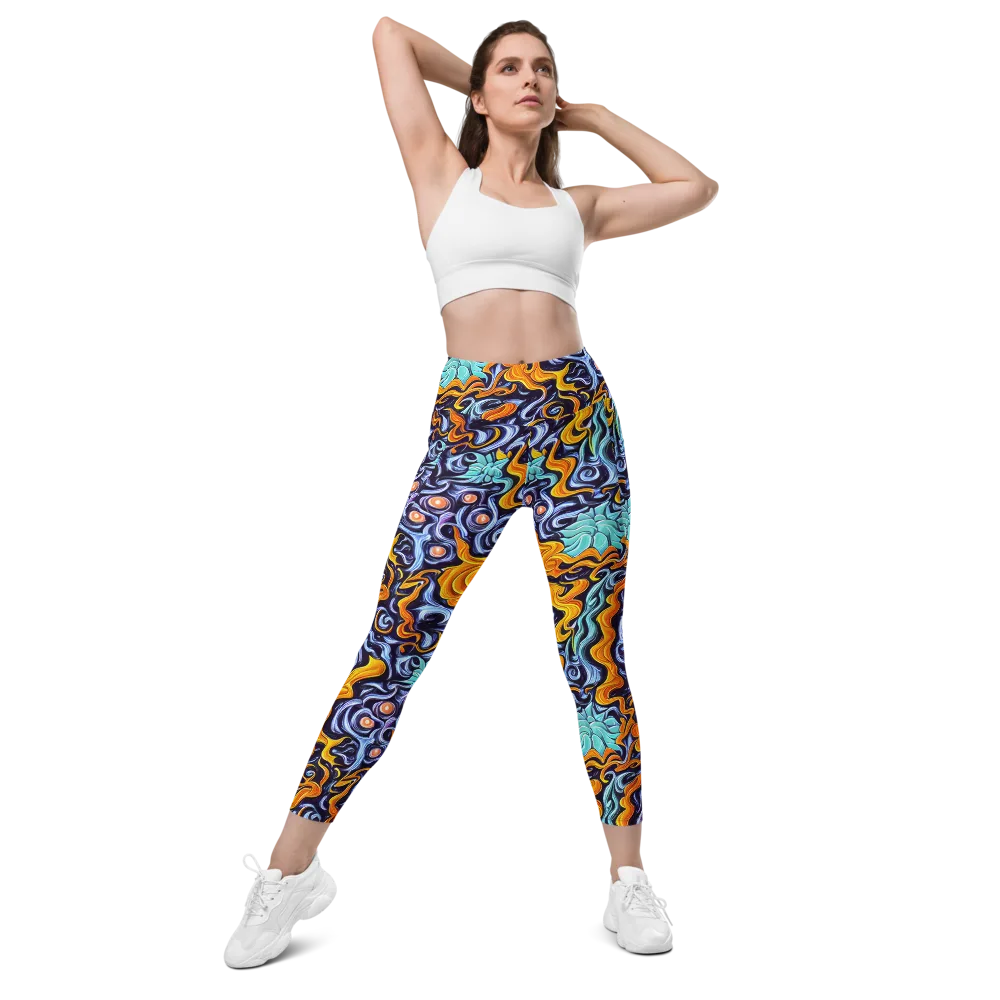 Midnight Fireflow on Leggings with Pockets — Front