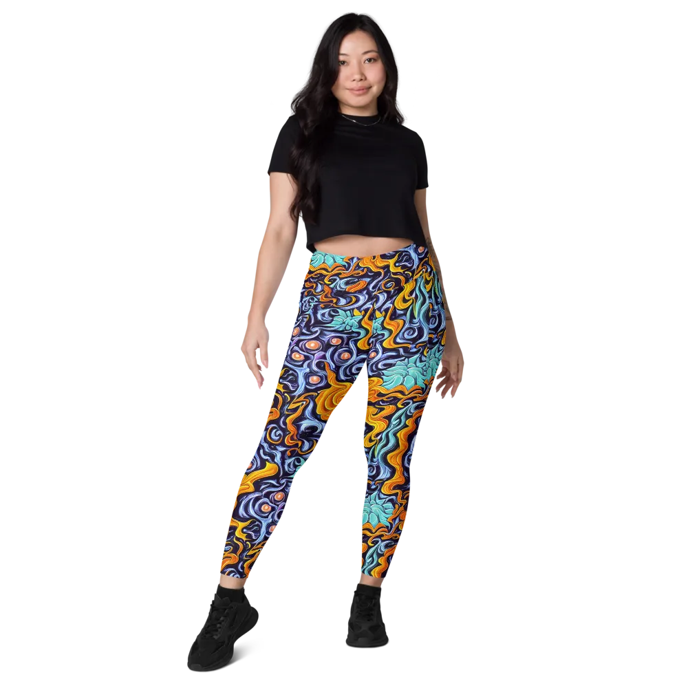 Midnight Fireflow on Leggings with Pockets — Front