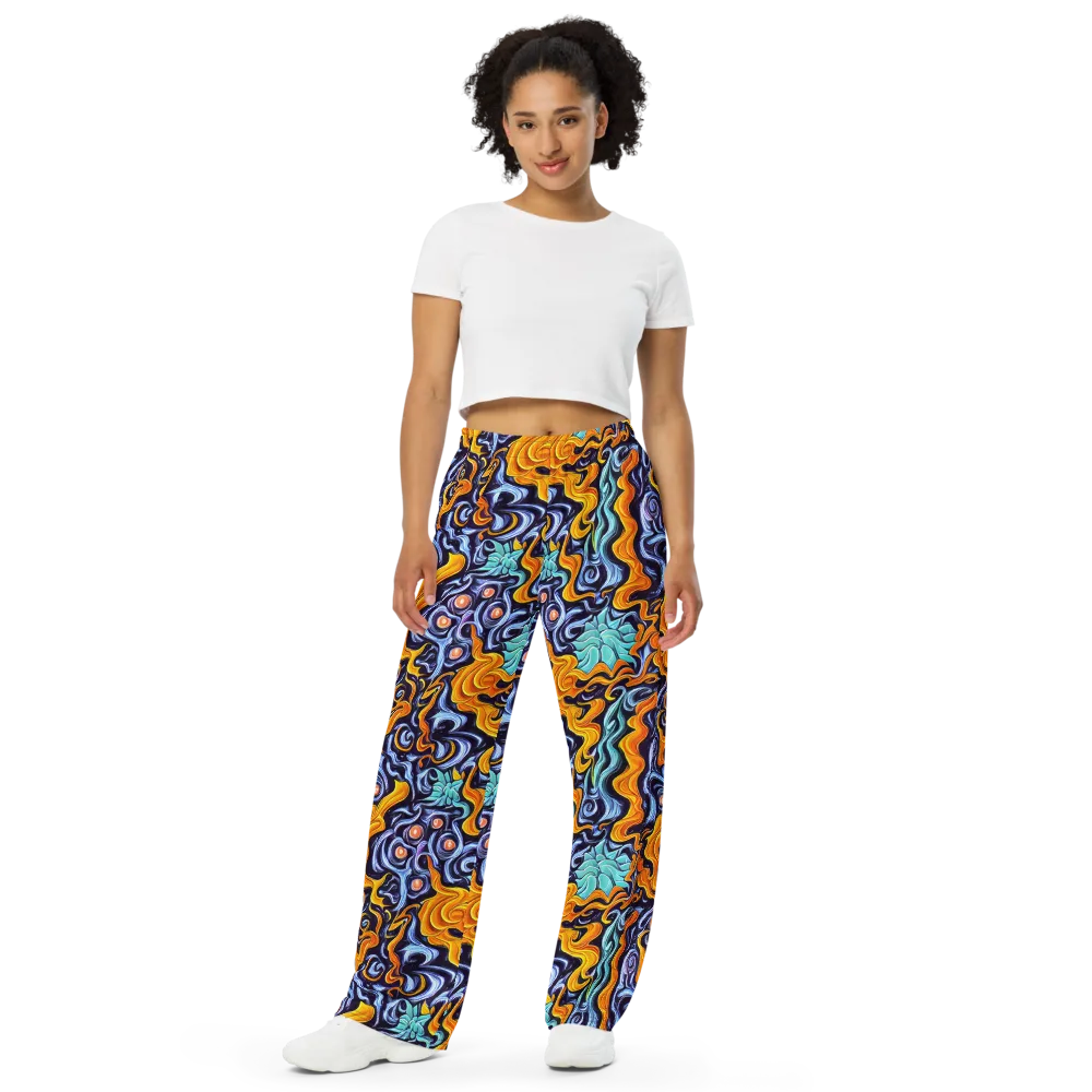 Midnight Fireflow on Wide-Leg Pants — Front