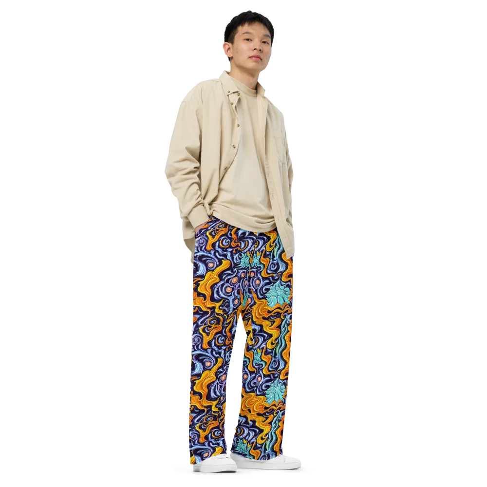 Midnight Fireflow on Wide-Leg Pants — Right Front