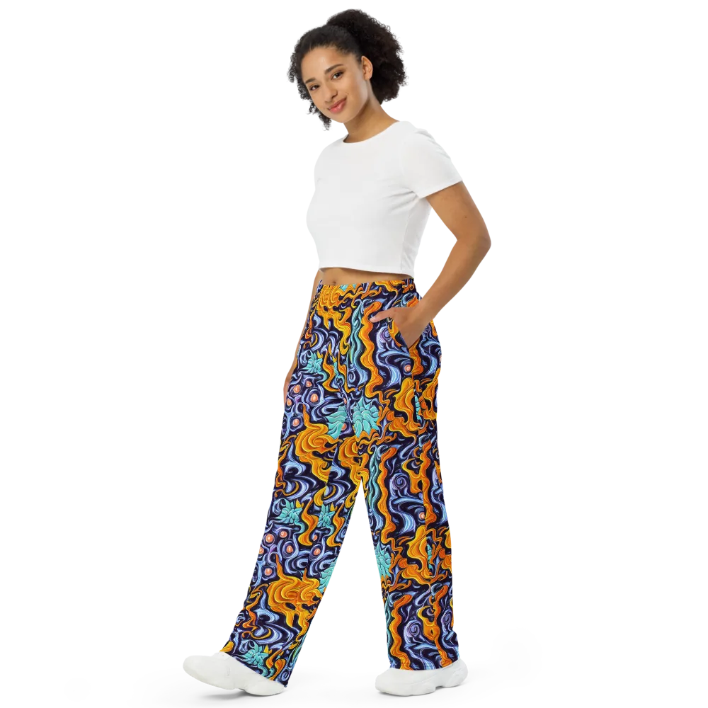 Midnight Fireflow on Wide-Leg Pants — Left Front