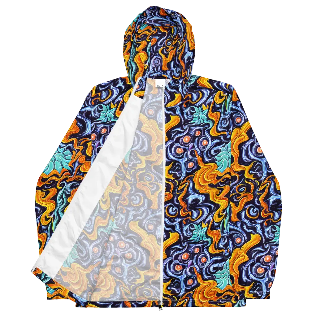 Midnight Fireflow on Men's Windbreaker — Front