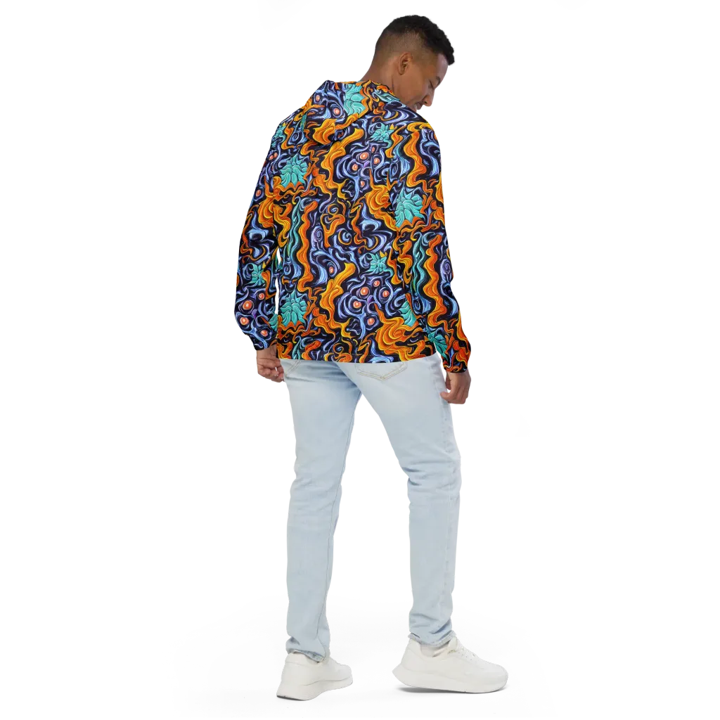 Midnight Fireflow on Men's Windbreaker — Back