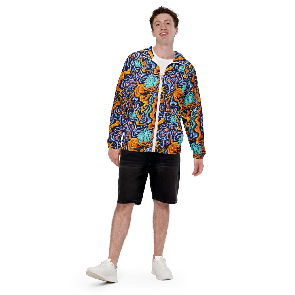 Midnight Fireflow on Men's Windbreaker — Front