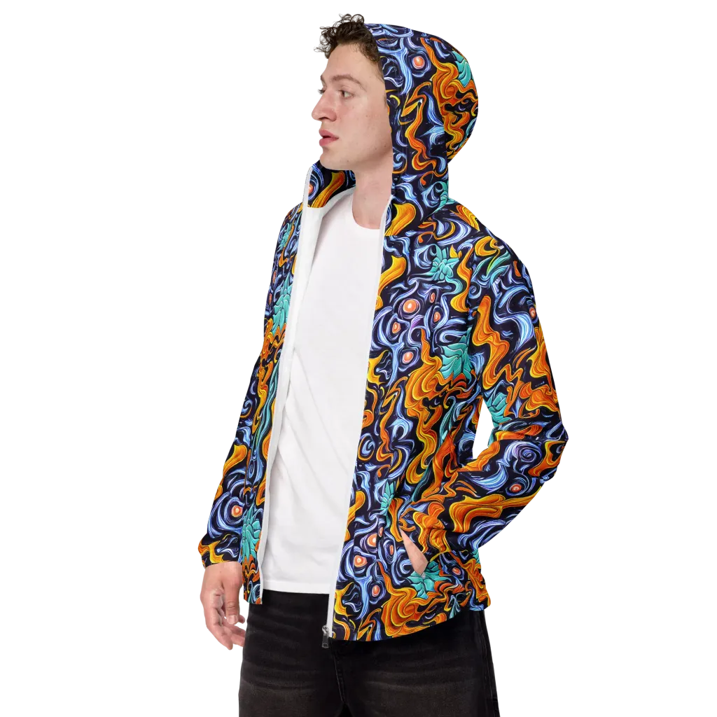 Midnight Fireflow on Men's Windbreaker — Left Front