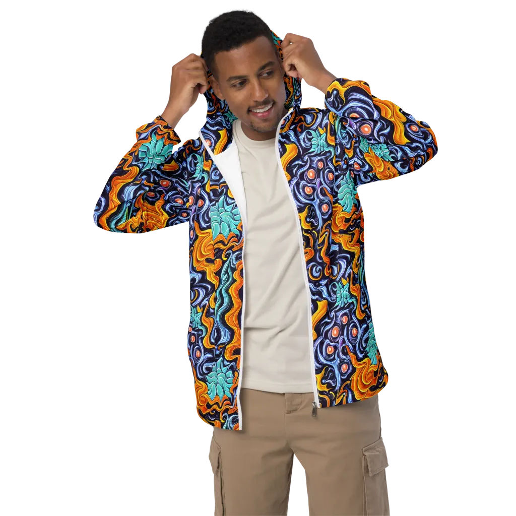 Midnight Fireflow on Men's Windbreaker — Front