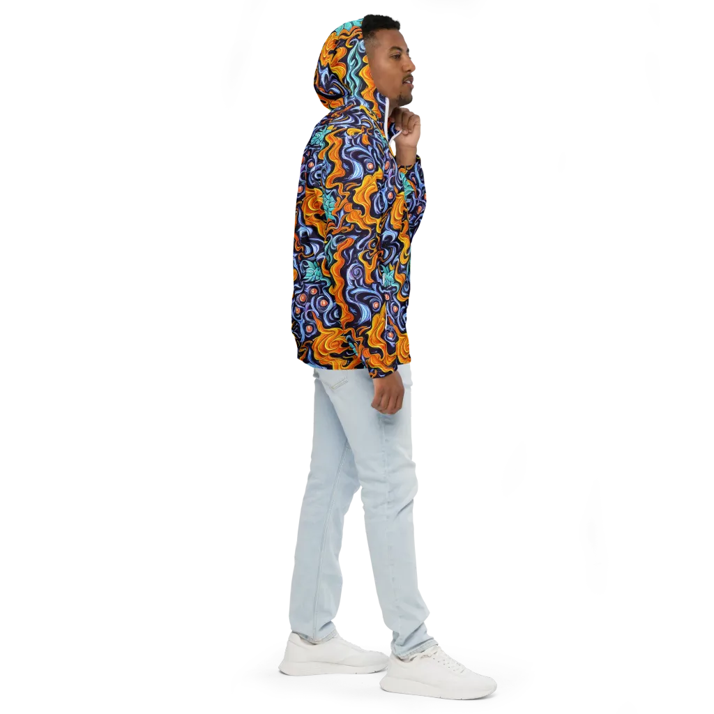 Midnight Fireflow on Men's Windbreaker — Right