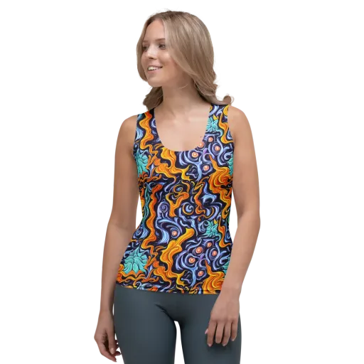 Midnight Fireflow on a Women's Tank Top