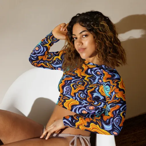 Midnight Fireflow on a Long Sleeve Crop Top