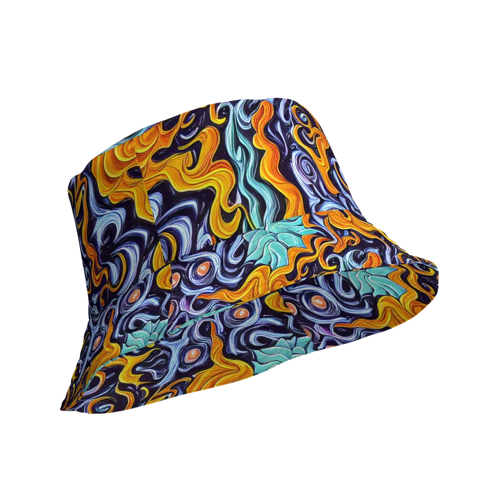 Midnight Fireflow on Reversible Bucket Hat — Product details Outside