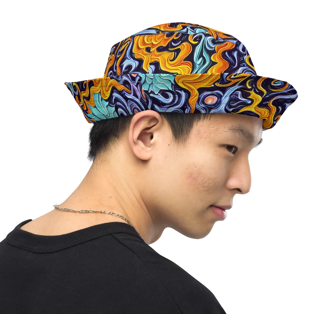 Midnight Fireflow on Reversible Bucket Hat — Right Outside