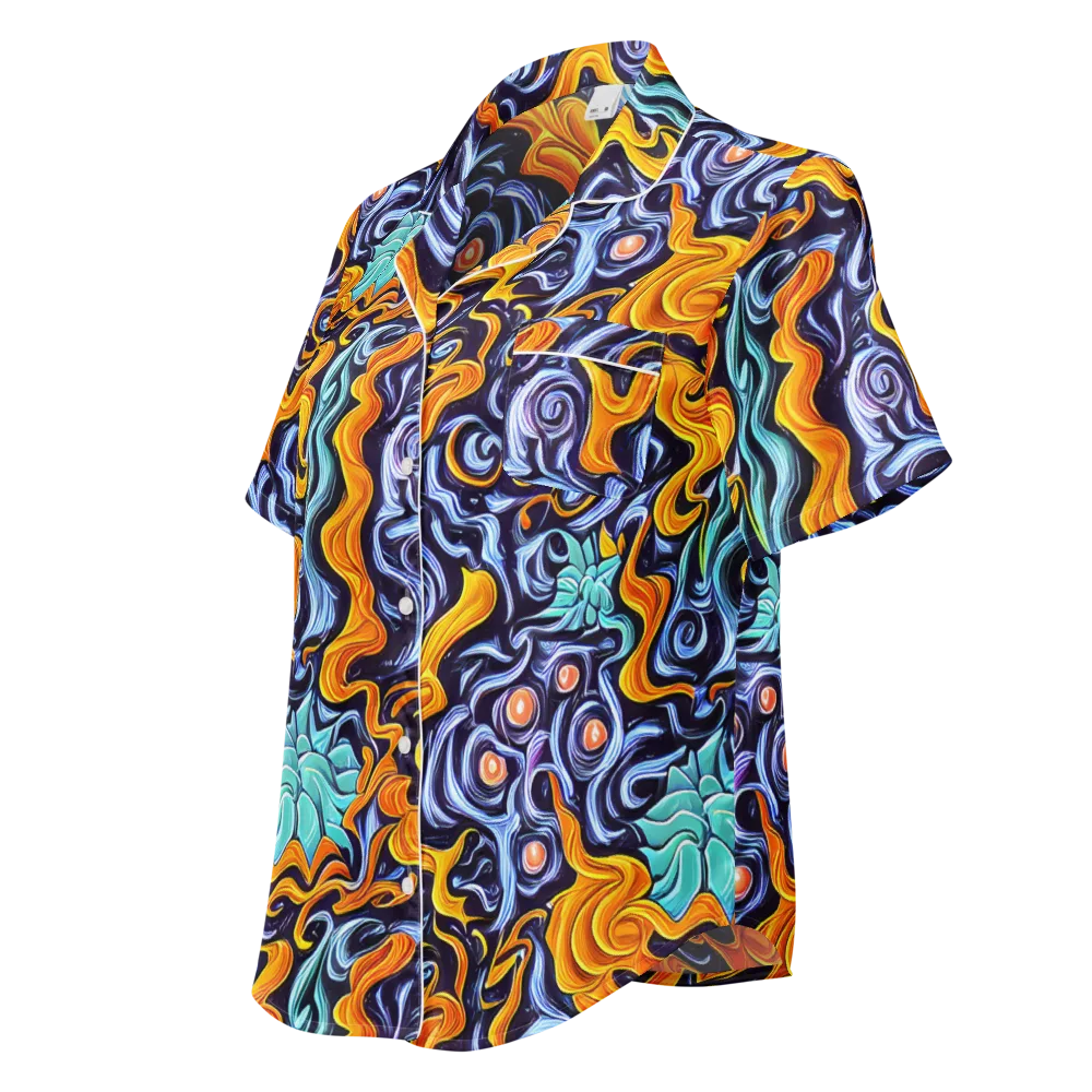 Midnight Fireflow on Women's Short Sleeve Pajama Top — Left Front