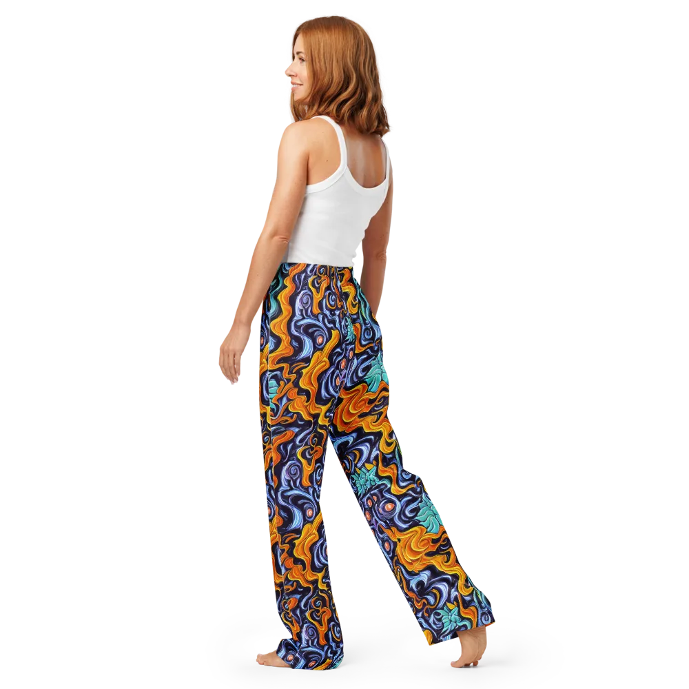 Midnight Fireflow on Women's Pajama Pants — Back