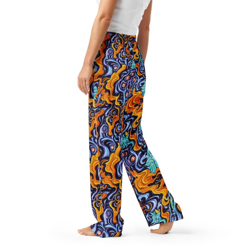 Midnight Fireflow on Women's Pajama Pants — Left