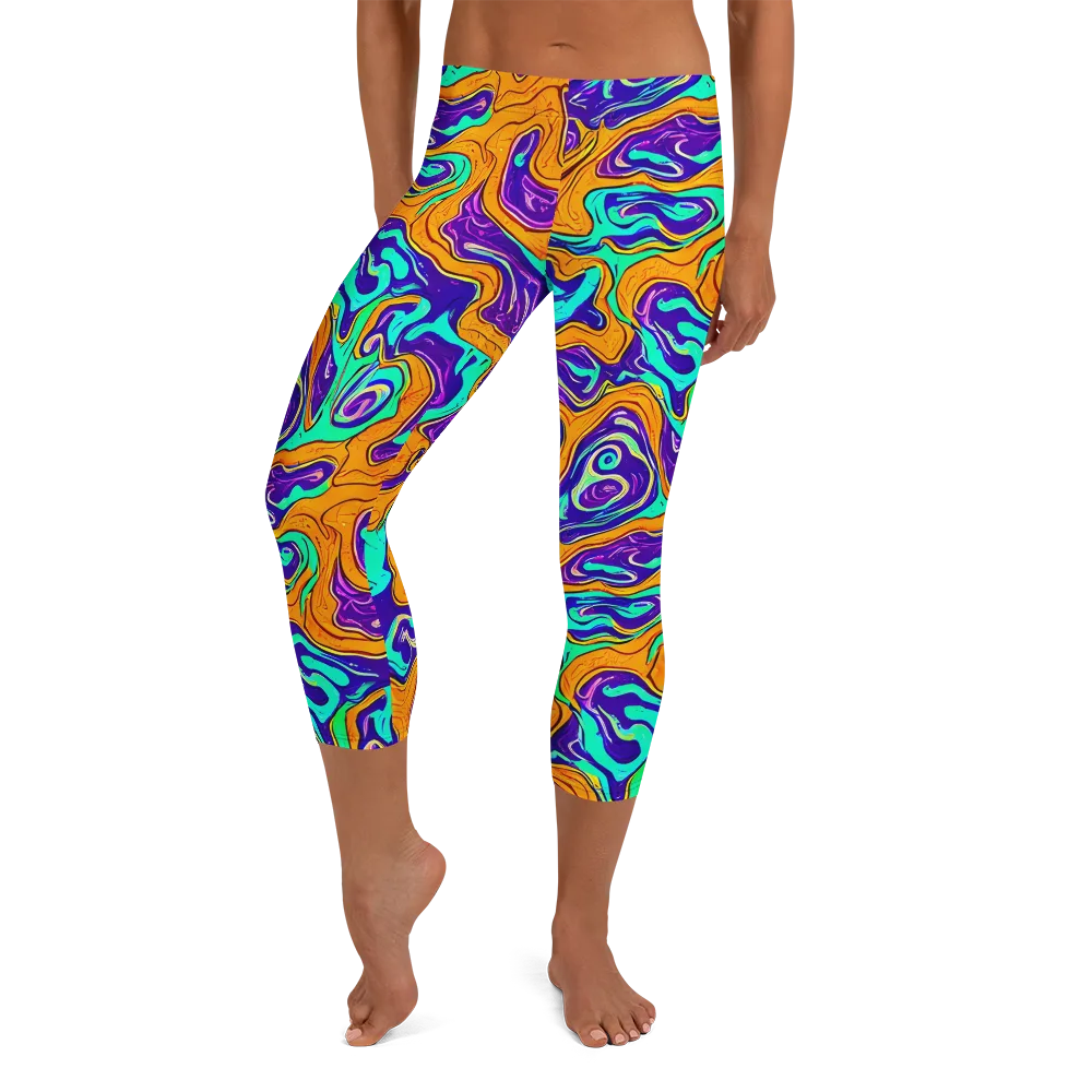 Plasma Swirl on Capri Leggings — Front