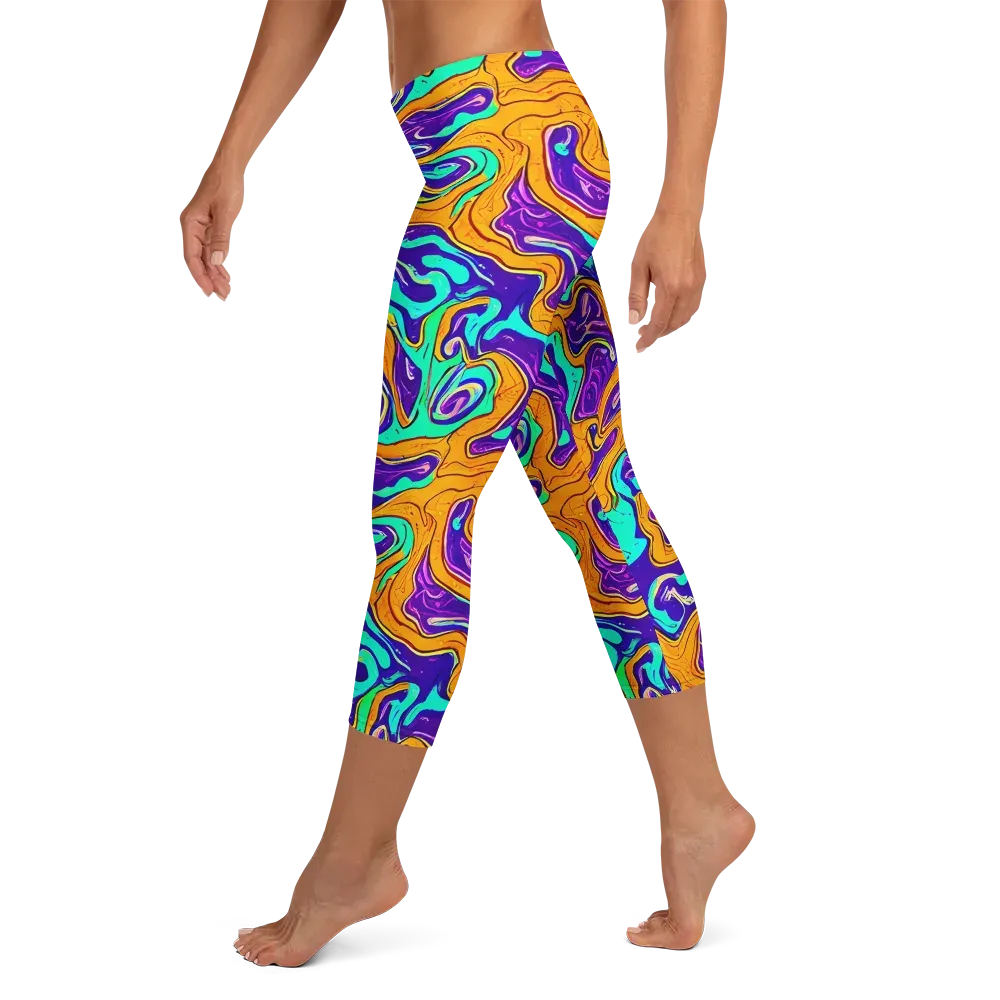 Plasma Swirl on Capri Leggings — Left