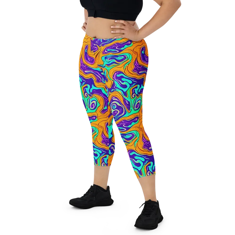 Plasma Swirl on Capri Leggings — Front