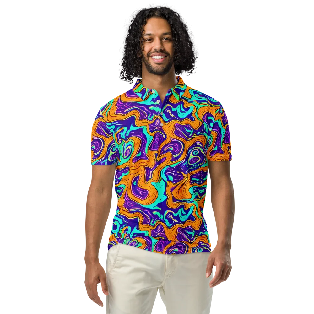 Plasma Swirl on Men's Slim Fit Polo Shirt — Front