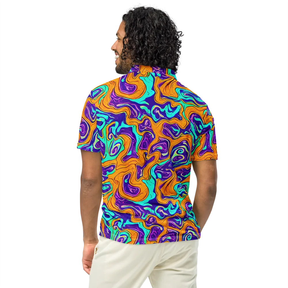Plasma Swirl on Men's Slim Fit Polo Shirt — Back