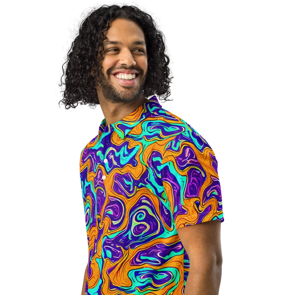 Plasma Swirl on Men's Slim Fit Polo Shirt — Left Front