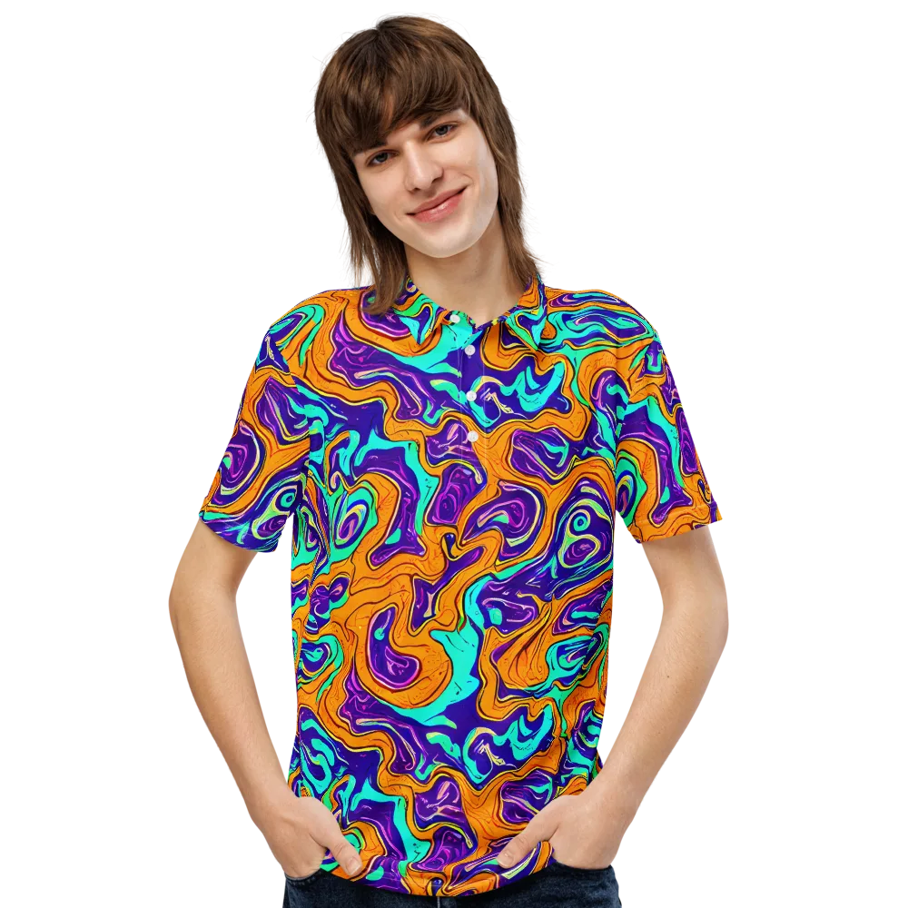 Plasma Swirl on Men's Slim Fit Polo Shirt — Front