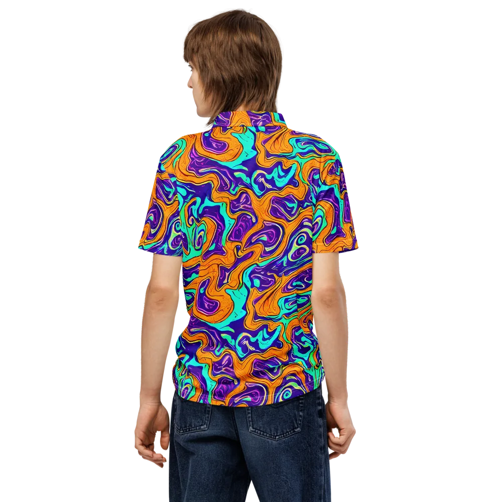 Plasma Swirl on Men's Slim Fit Polo Shirt — Back