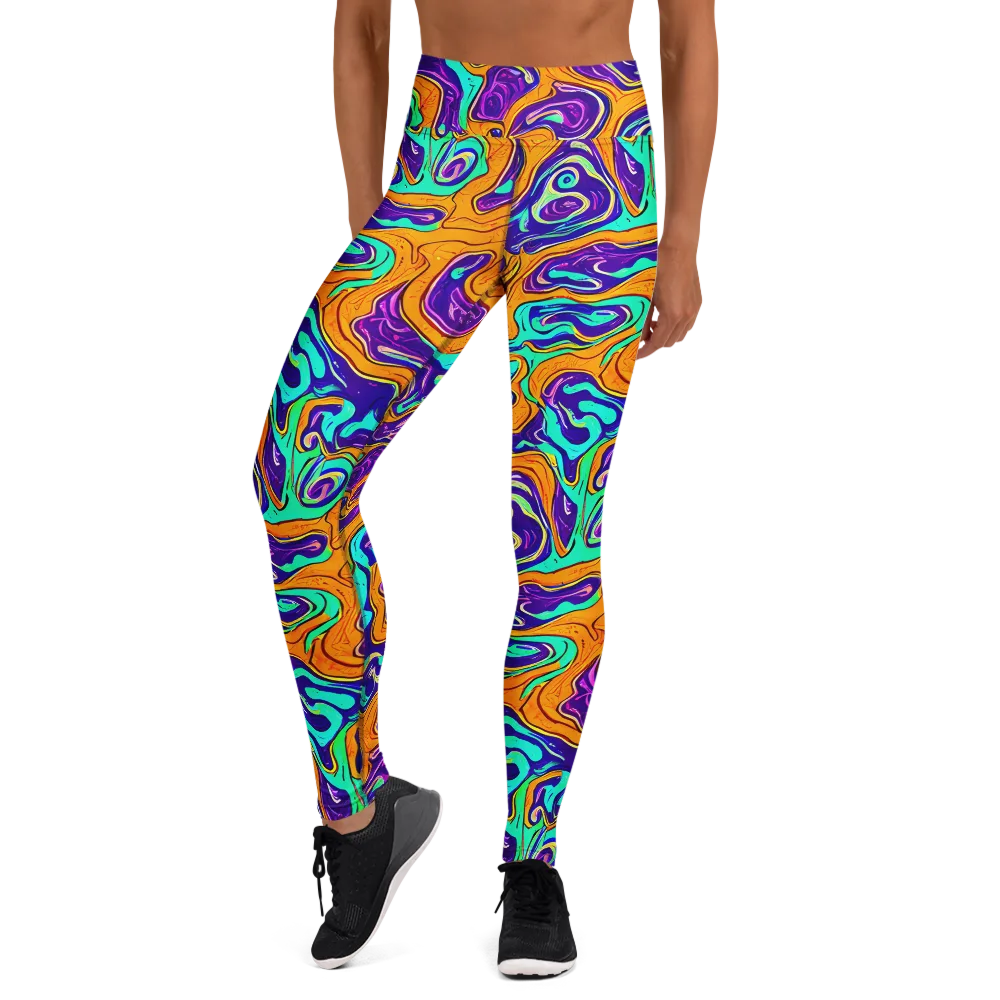 Plasma Swirl on Yoga Leggings — Front