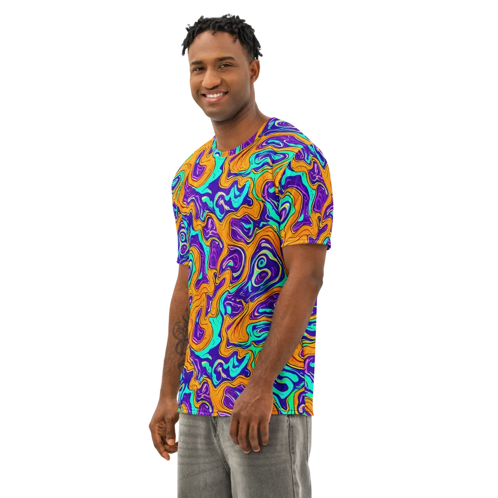 Plasma Swirl on Men's Cotton Crew Neck T-Shirt — Left Front