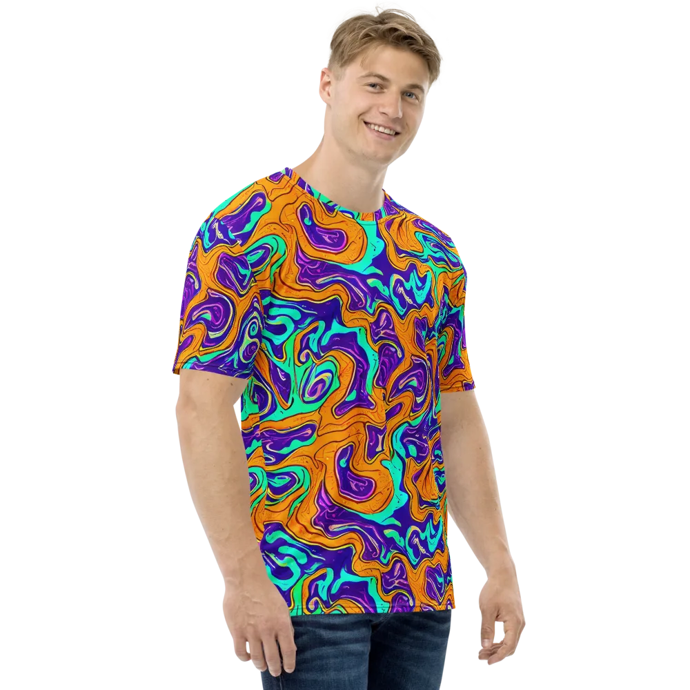 Plasma Swirl on Men's Crew Neck T-Shirt — Right