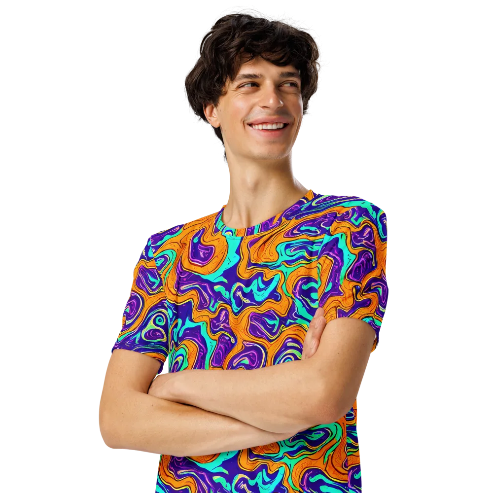 Plasma Swirl on Men's Crew Neck T-Shirt — Left Front